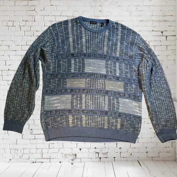 Cellinni Sweater Mens Size XLT Tall Cotton Blend Made In Italy Pullover BlueGray - Picture 1 of 6